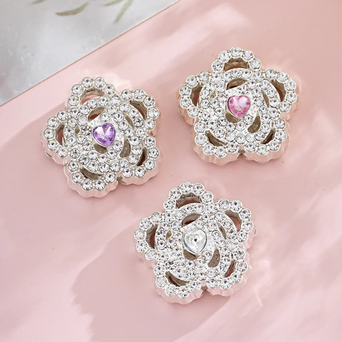 Diamond Rose Flower Straight Hole Beads