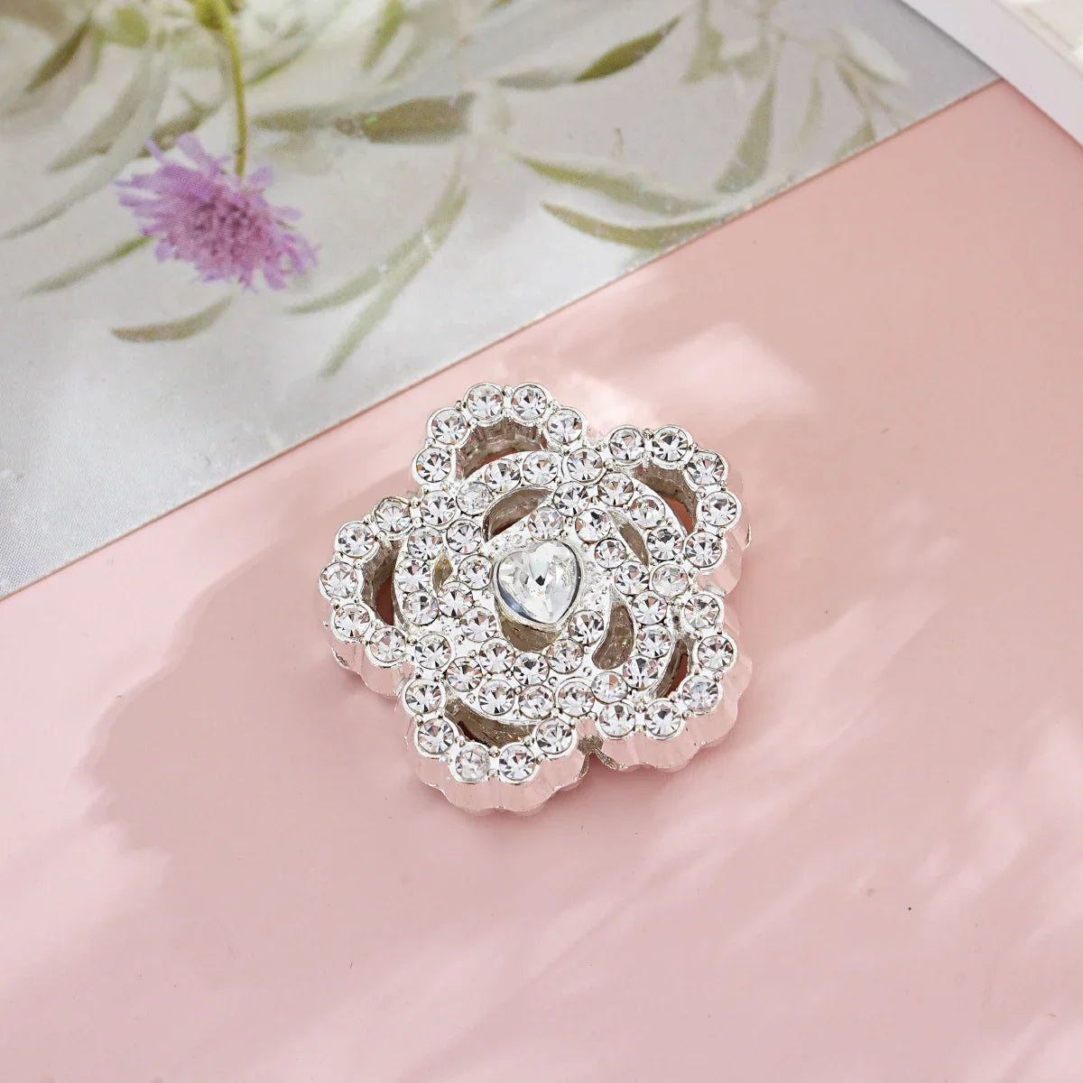 Diamond Rose Flower Straight Hole Beads