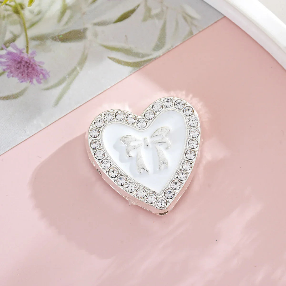 Alloy Dumb Silver Oil Bowknot Love Beaded