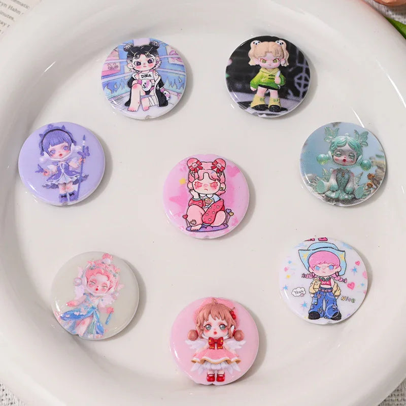 Cartoon two-dimensional printing beads cute beautiful girl loose beads