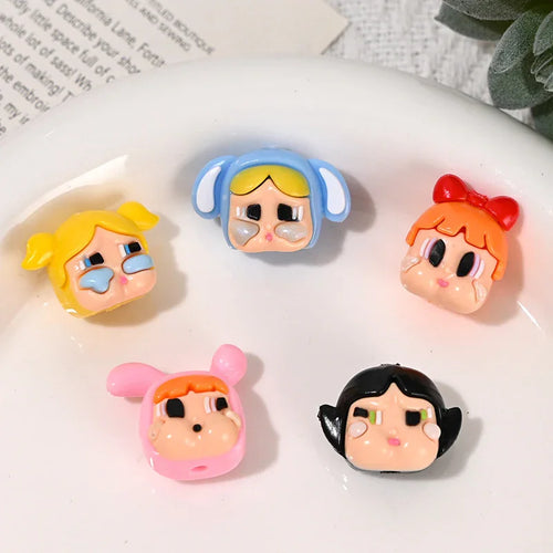 Three-dimensional cartoon rubber crying baby girl straight hole beads