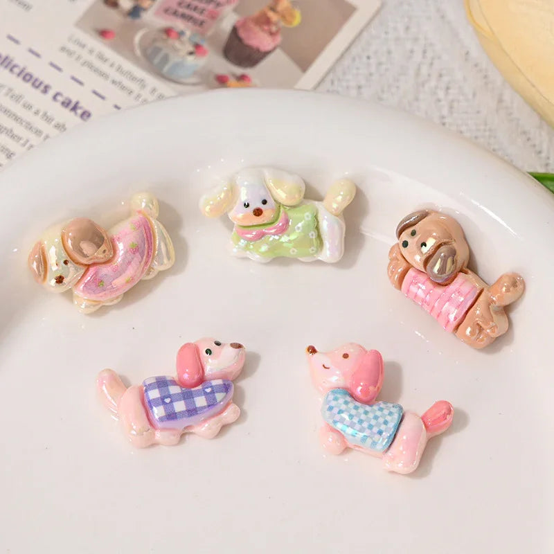 UV Color Plated Straight Hole Special-shaped Beads Sausage Puppy Resin Beads