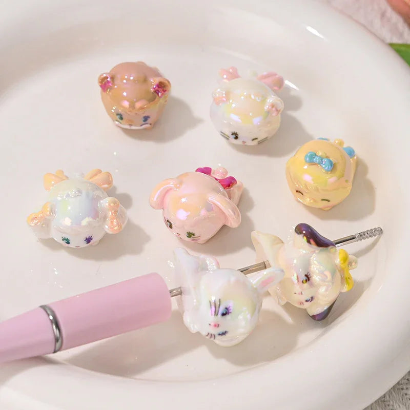 UV Color Plated Straight Hole Cat Mikko Moe Beads