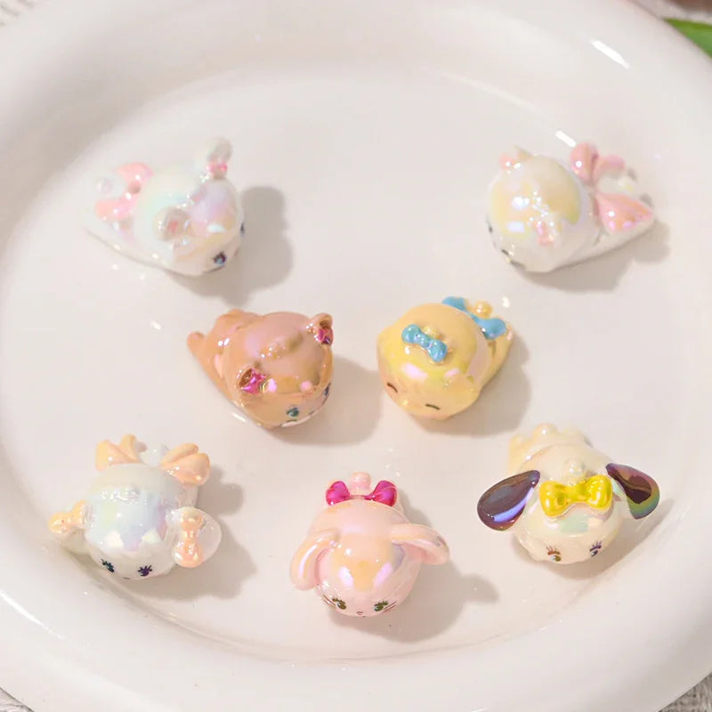 UV Color Plated Straight Hole Cat Mikko Moe Beads