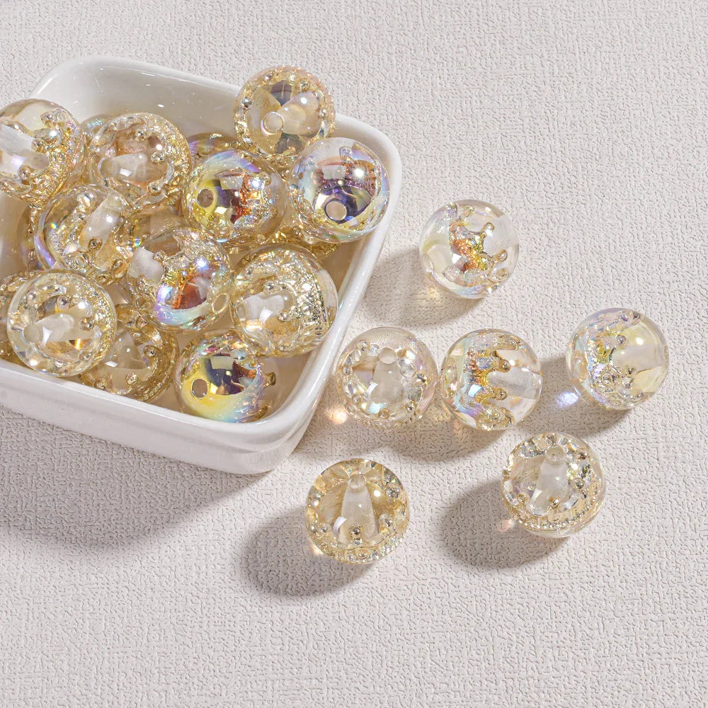 High-end Optical Resin Beaded Crown Loose Beads