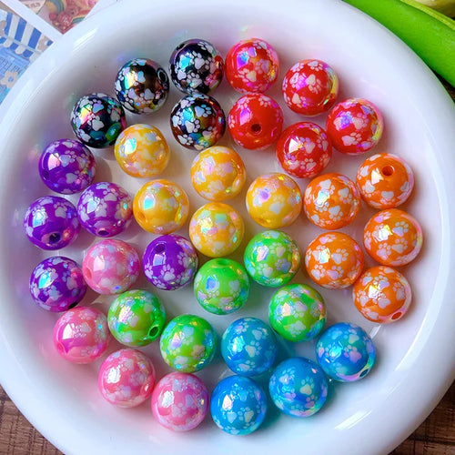 UV Colored Cat's Claw Pattern Straight Hole Round Bead