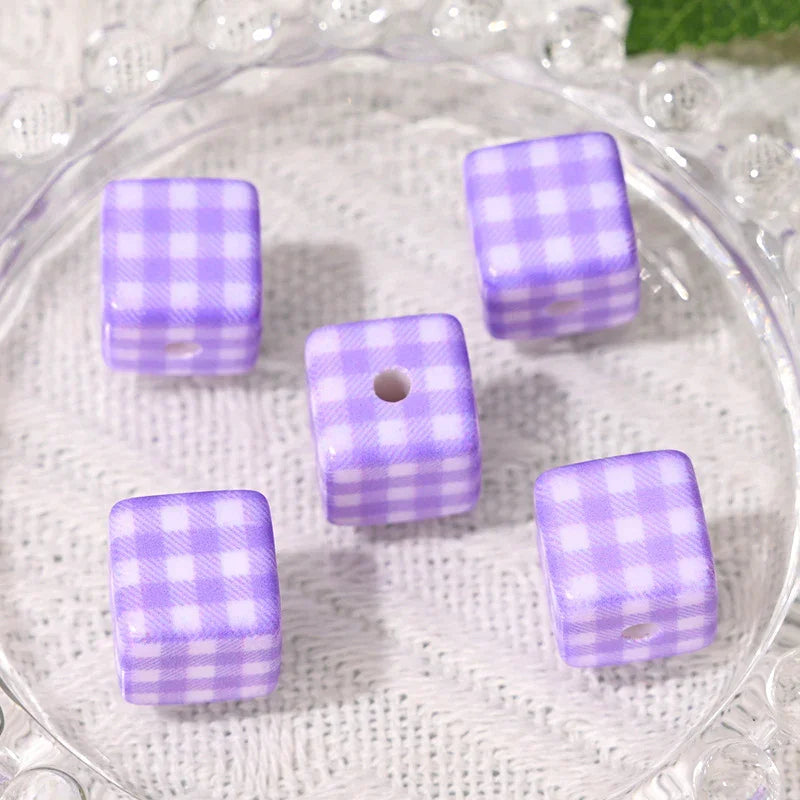 All-match Check Square Through Hole Bead