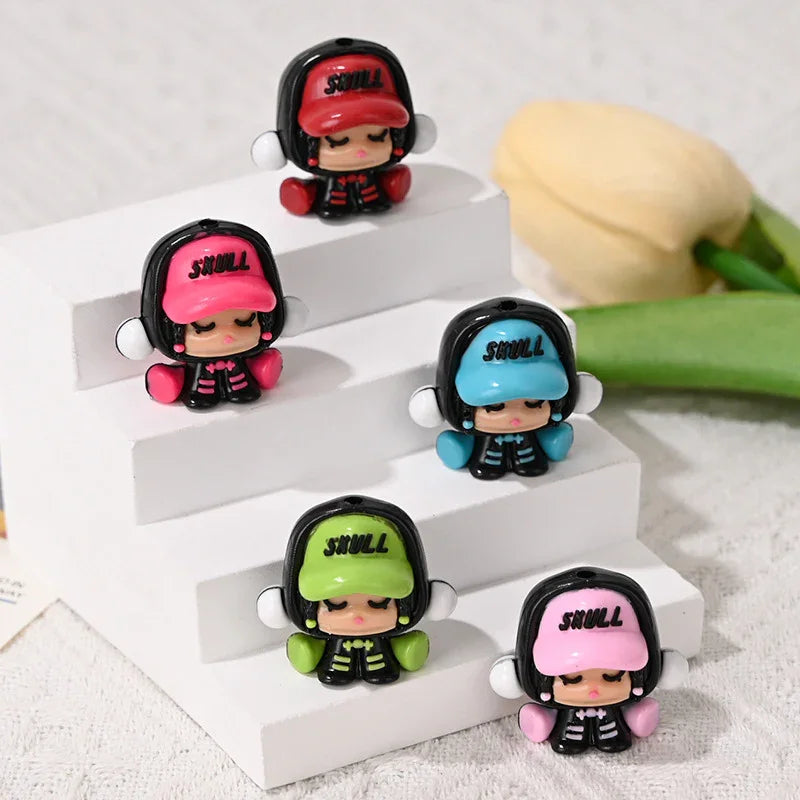 SP Rubber Beads Foam Matt Three-dimensional Cute Grain Wanderer Series with Holes Loose Beads