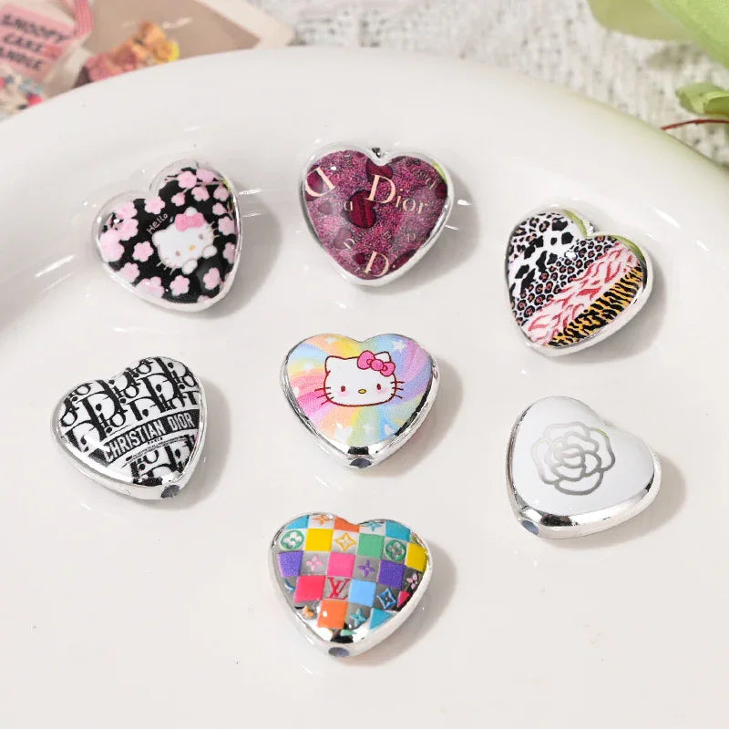 Cartoon Love Printed Beads KT Cat Beads