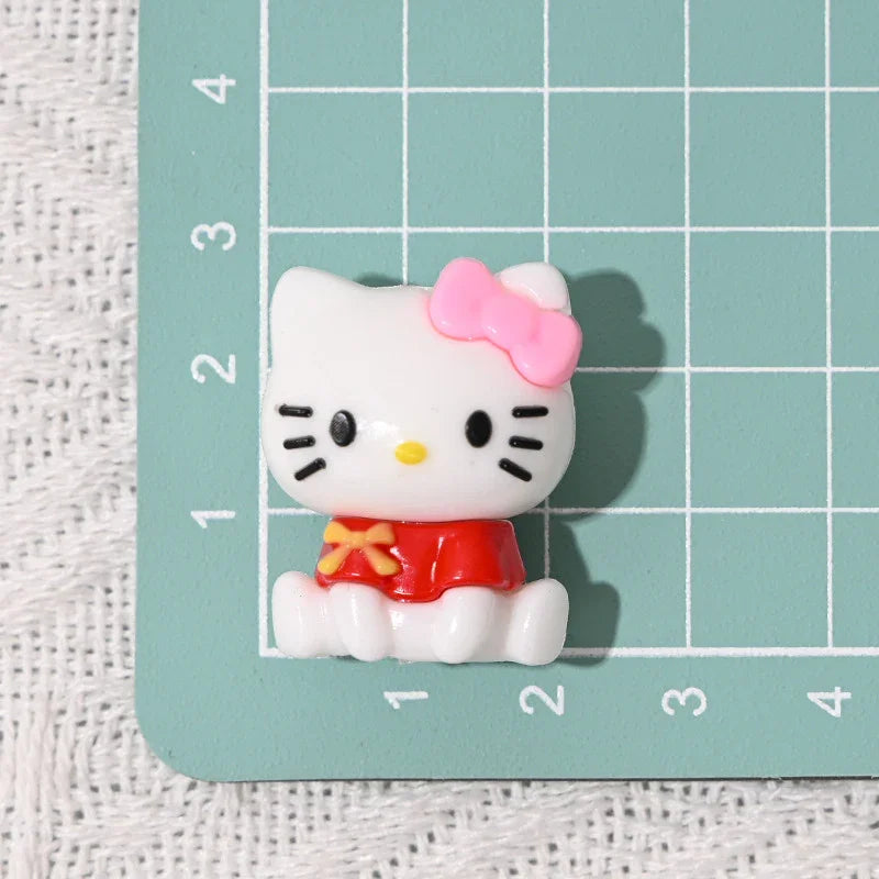 Sitting Posture Hello Kitty Cartoon Rubber Beads KT Cat Bow with Holes Loose Beads