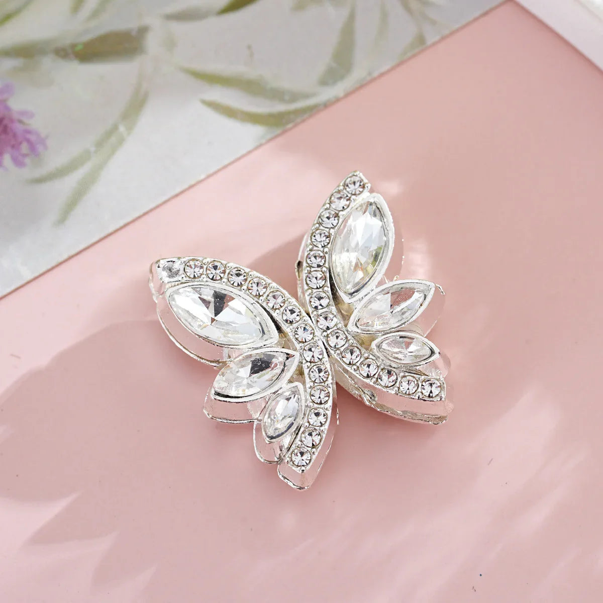 Diamond-encrusted Butterfly Metal Straight-hole Beads