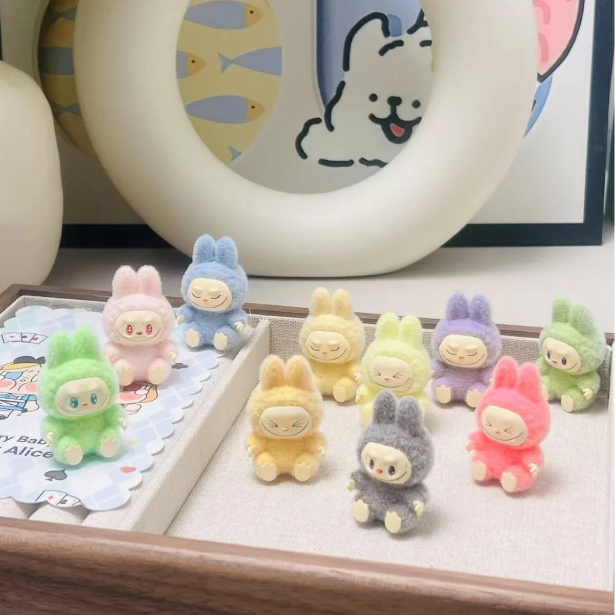 Labubu Flocking Sitting Party Diy Handmade Cream Glue (no Holes)