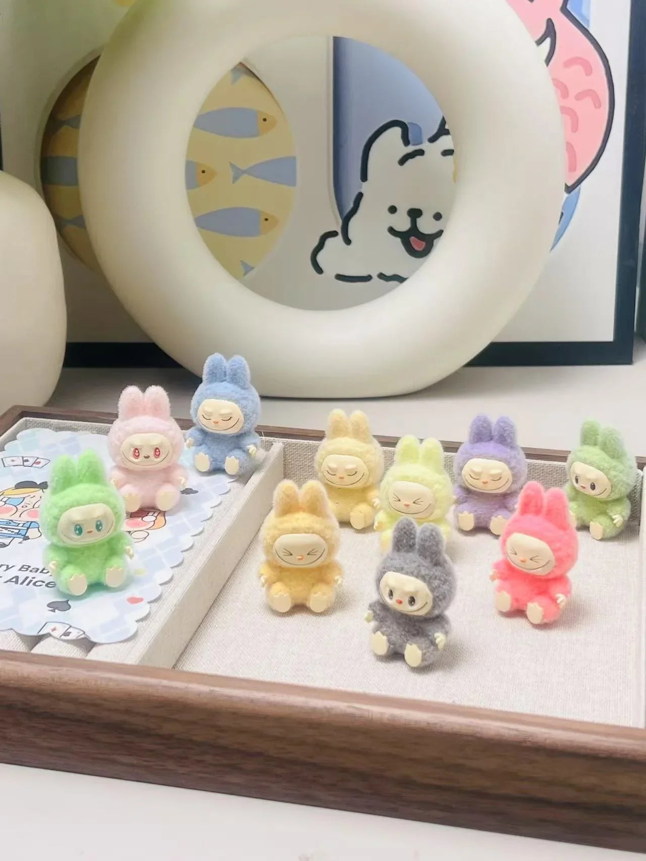 Labubu Flocking Sitting Party Diy Handmade Cream Glue (no Holes)
