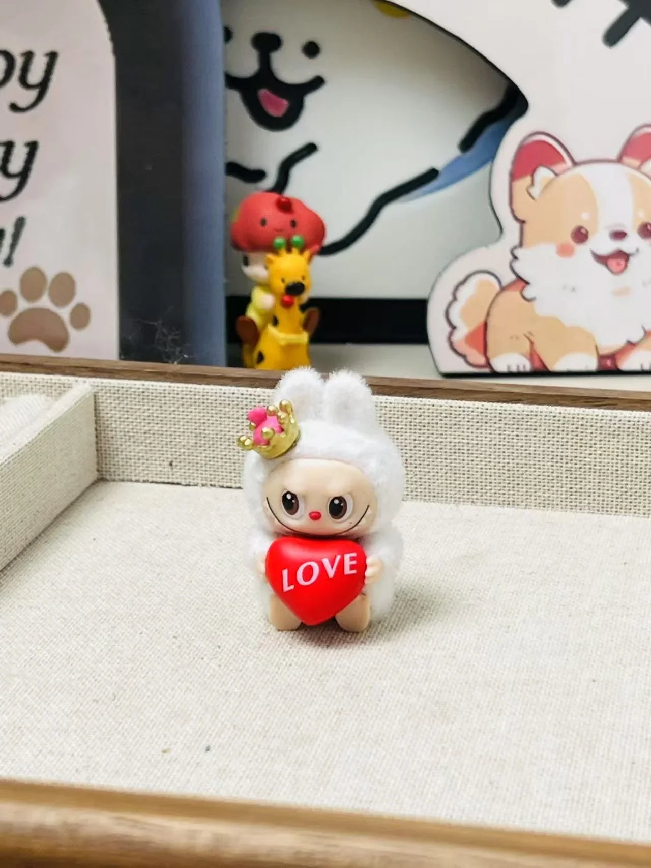 Labubu Flocking Sitting Party Diy Handmade Cream Glue (no Holes)