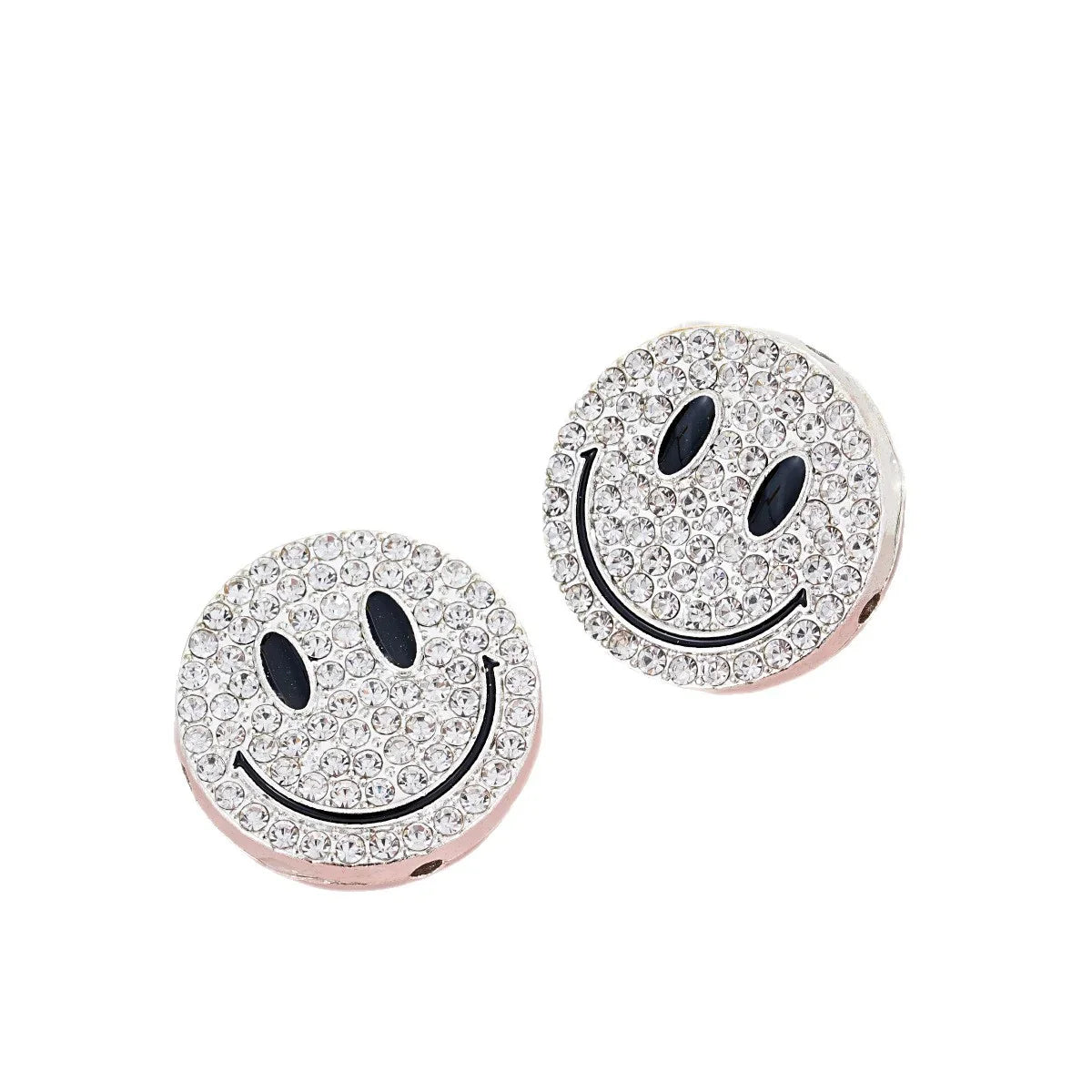 Diamond-encrusted Smiley Face Straight-hole Beads