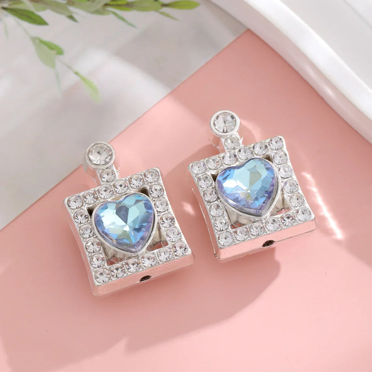 Alloy Double-sided Love Perfume Bottle Full of Drill Straight Hole String Pen Beads