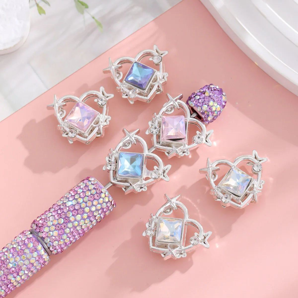 Beaded Mang Star Hollow Love Beaded Pen Accessories New Flash Diamond Alloy