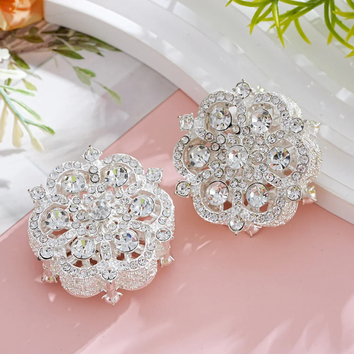 Double-sided Full Diamond Pearl Snowflake Straight Hole Beads