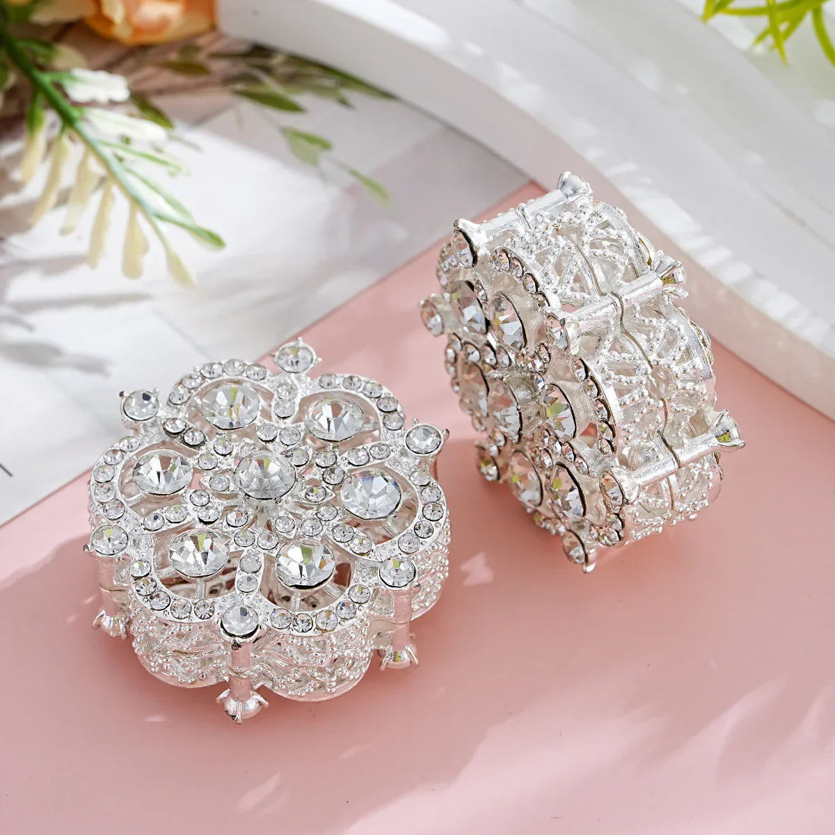 Double-sided Full Diamond Pearl Snowflake Straight Hole Beads