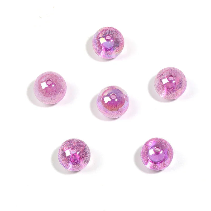 19mm Floral Crack Color Heart Plated Straight Hole Beads