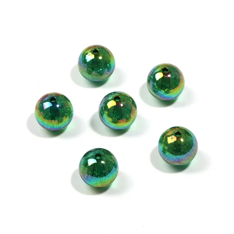 19mm Floral Crack Color Heart Plated Straight Hole Beads