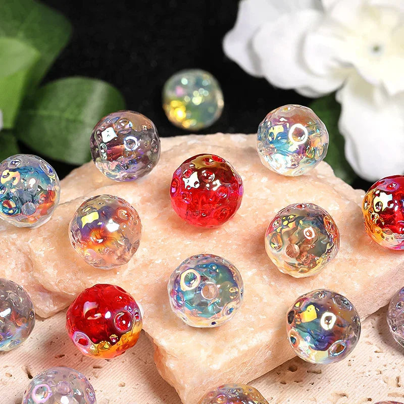 16mm UV plating starry sky moon beads irregular transparent beads
