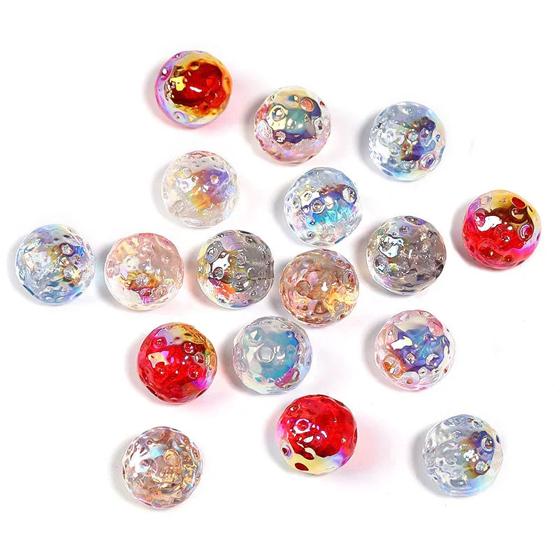 16mm UV plating starry sky moon beads irregular transparent beads