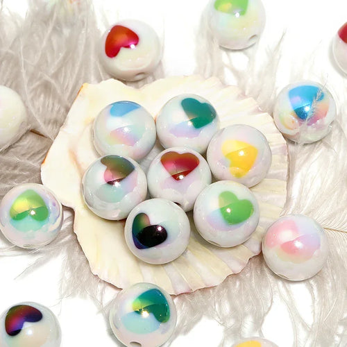 16mm Love UV Printing Acrylic Beads (monochrome 100pcs)