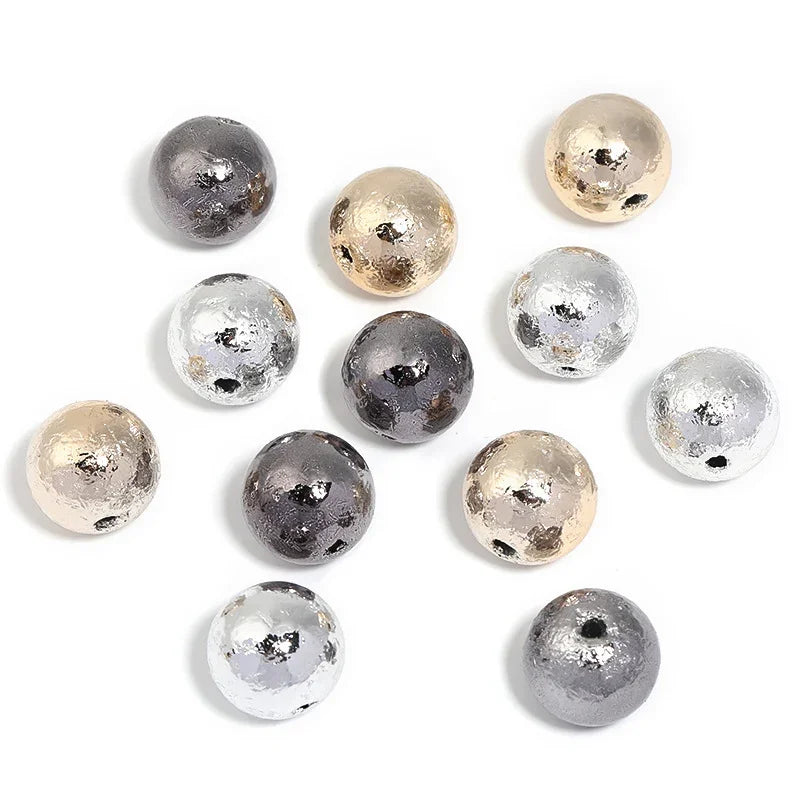 20mm Electroplated Imitation Gold Foil Metallic Color Crepe Leather Acrylic Beads