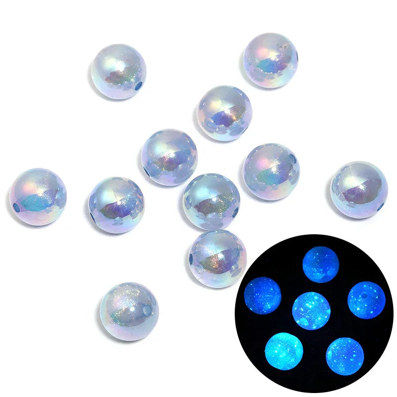 16MM Luminous Fine Flash Mermaid Beaded High Transparent Acrylic Through Hole Loose Beads