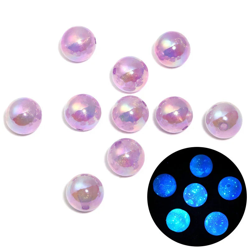 16MM Luminous Fine Flash Mermaid Beaded High Transparent Acrylic Through Hole Loose Beads