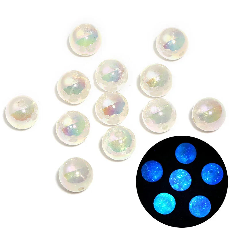 16MM Luminous Fine Flash Mermaid Beaded High Transparent Acrylic Through Hole Loose Beads