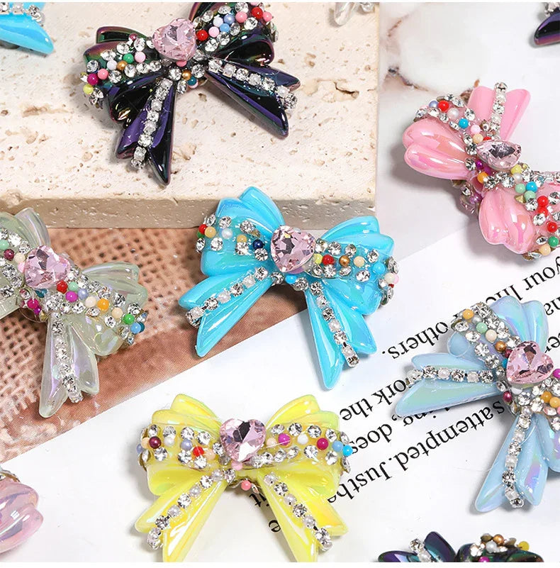 UV Color Plated Love Bow Chain Acrylic Beads
