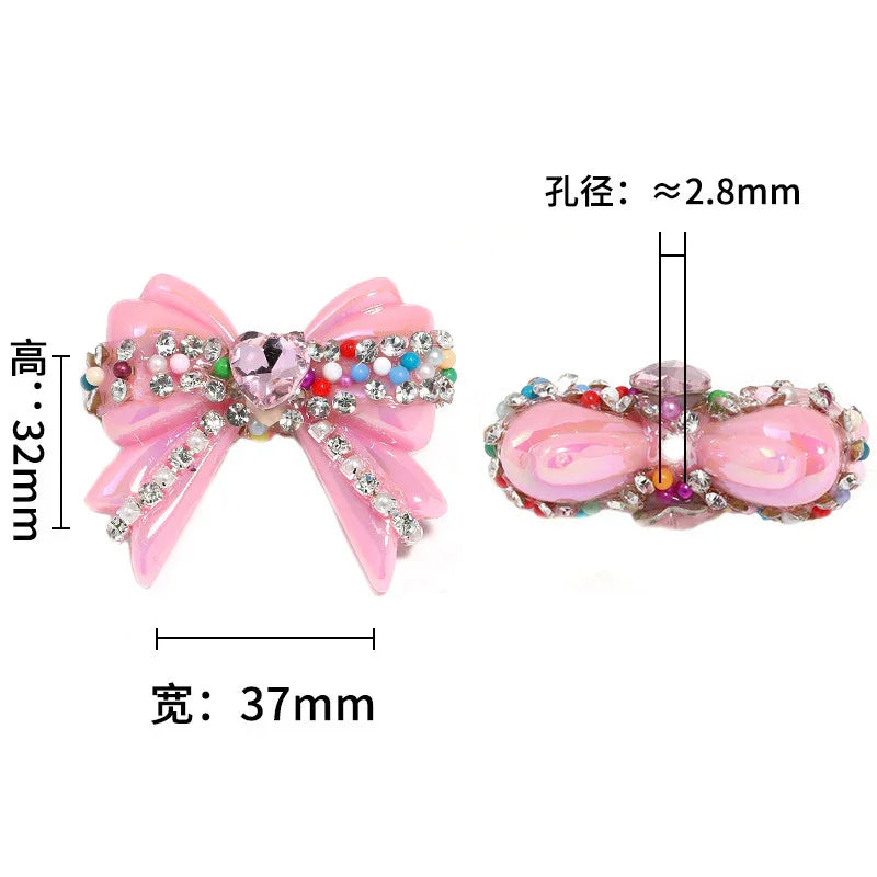 UV Color Plated Love Bow Chain Acrylic Beads