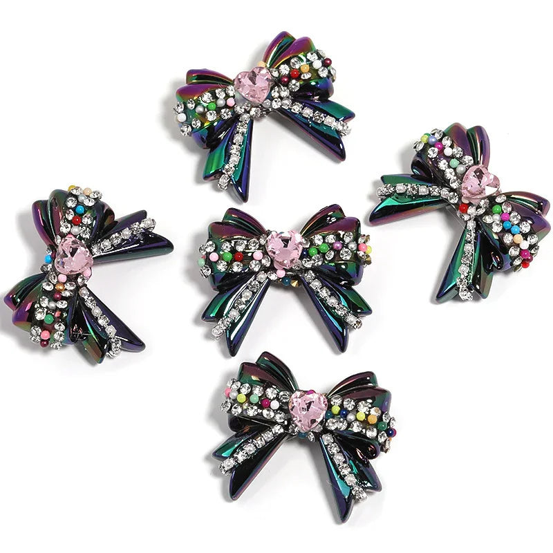 UV Color Plated Love Bow Chain Acrylic Beads