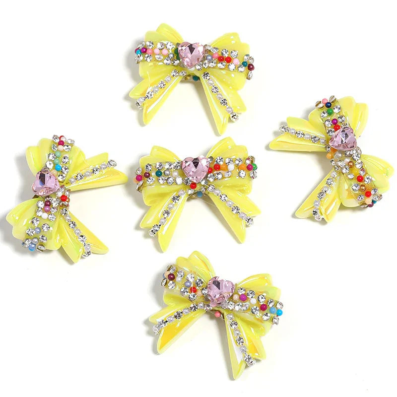 UV Color Plated Love Bow Chain Acrylic Beads