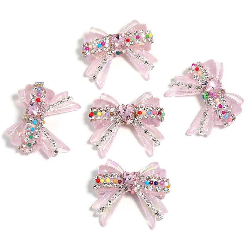 UV Color Plated Love Bow Chain Acrylic Beads