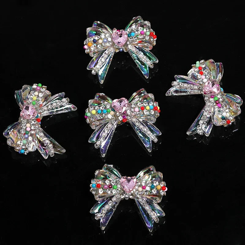 UV Color Plated Love Bow Chain Acrylic Beads