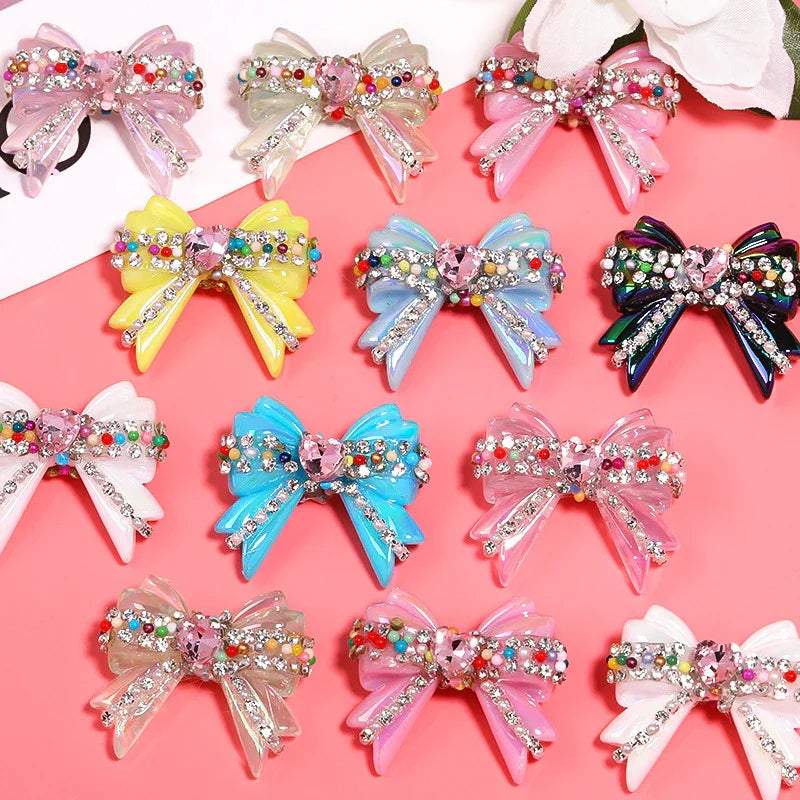 UV Color Plated Love Bow Chain Acrylic Beads