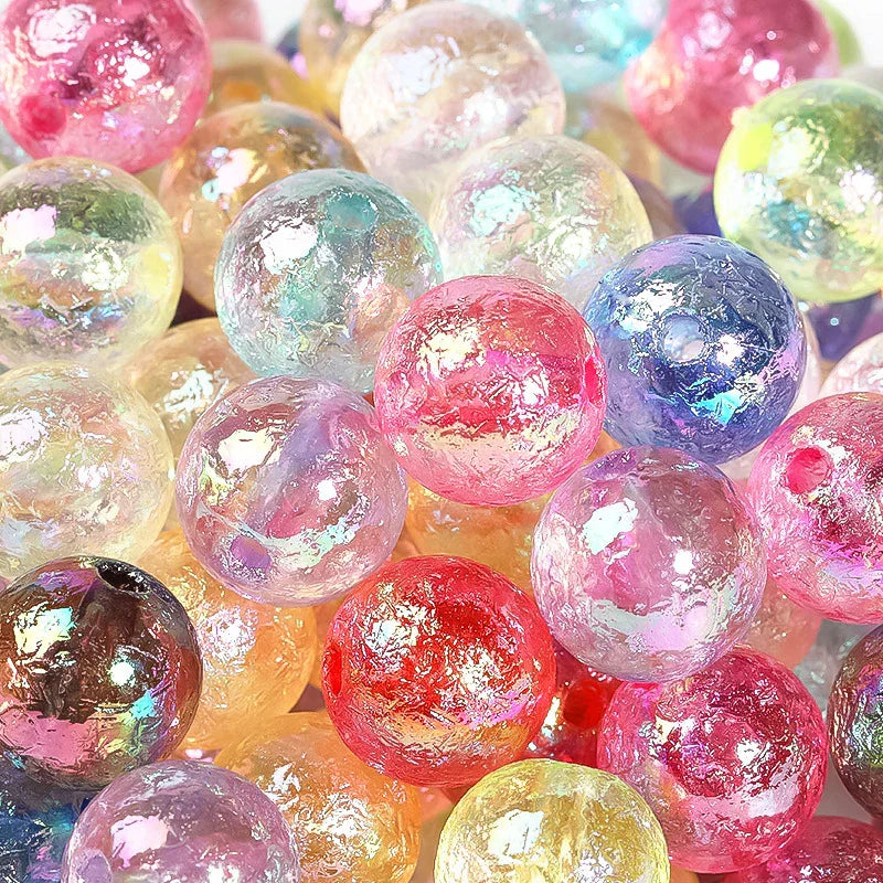 16mm Color-plated Glacier Beads Acrylic Through-hole Beads 50PCS