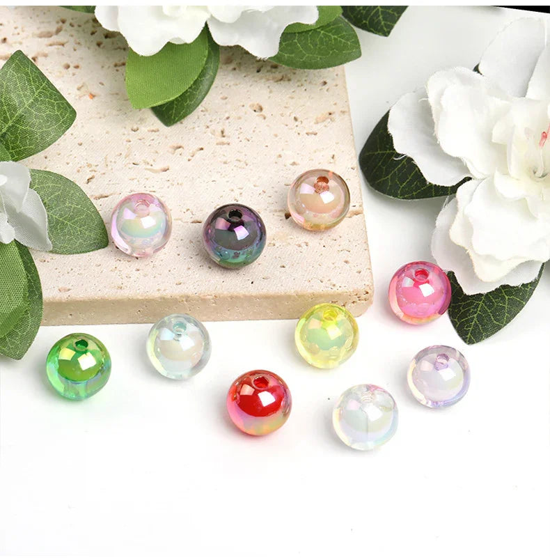 16mm Jelly Crack Beads Burst Straight Hole Round Beads Acrylic Floral Beads