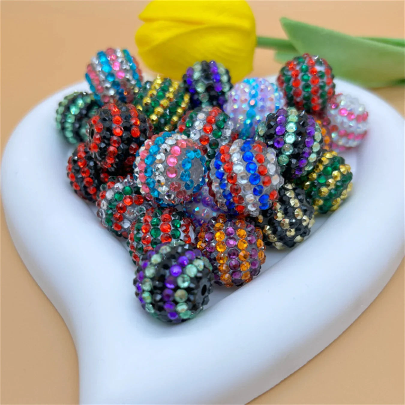 20MM Resin Striped Drill Ball with Large Hole Beads