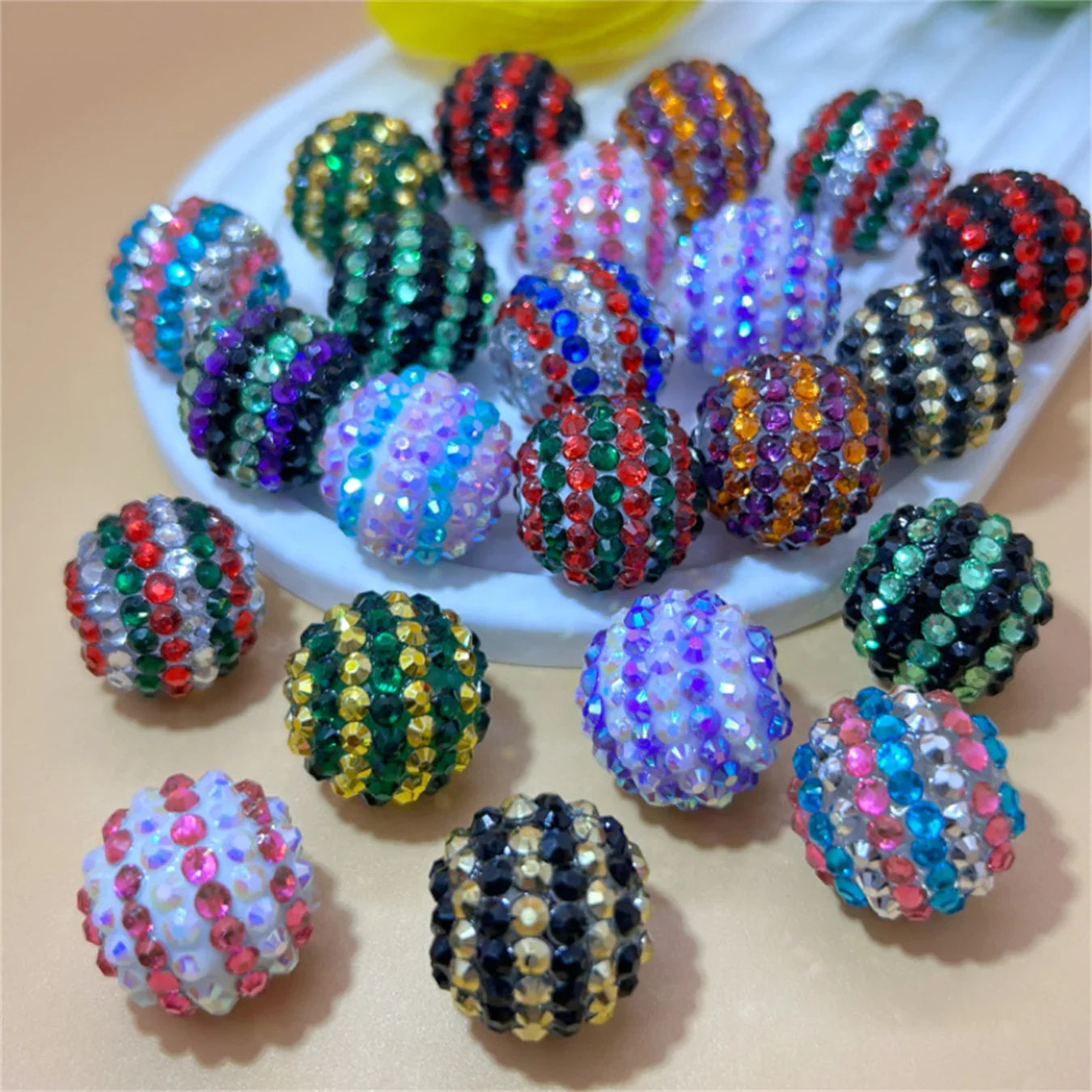 20MM Resin Striped Drill Ball with Large Hole Beads