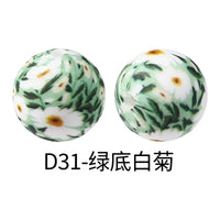 D31-white chrysanthemum on green background
