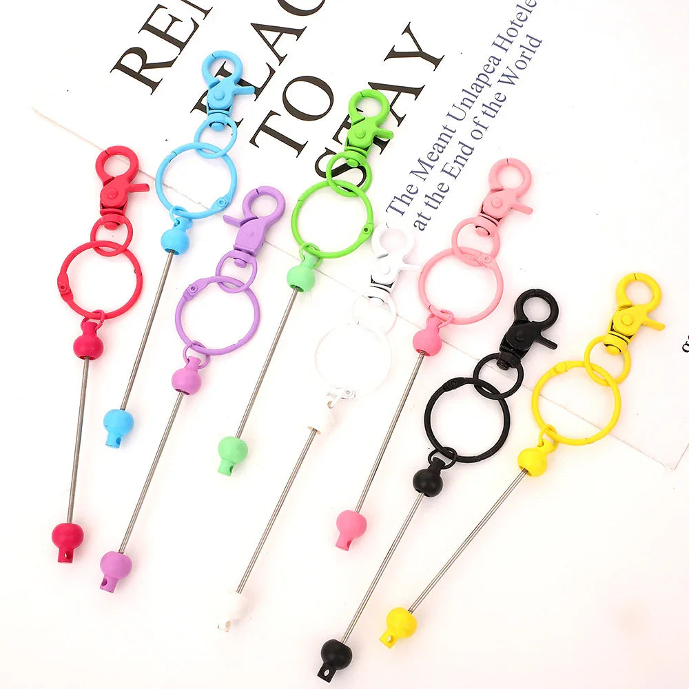 DIY Beaded Lobster Button Macaroon Color Metal Keychain