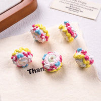 White Bead Yellow Cream Pink Flower Blue Heart