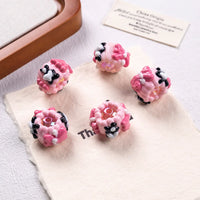 Bead Powder Cream Bow Black and White Flower