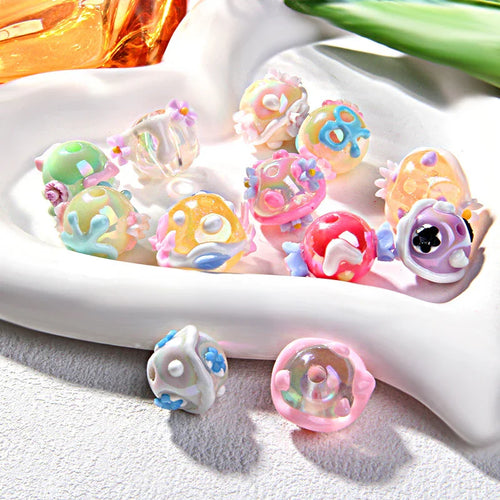 Hand-painted Clay Beads Sticky Flower Loose Beads Beaded