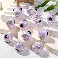light purple bead black flower drill