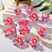 rose red beads blue flowers
